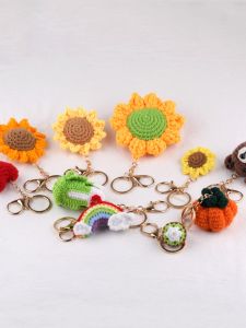 Túi Móc Khóa Thêu Tay Bằng Sợi Cotton Hình Hoa Hướng Dương DIY Đồ Trang Trí Treo Xe Đồ Thủ Công Phụ Kiện Túi Túi Xách