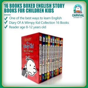 16 PCS/Set English Picture Book Diary of a Wimpy kid Comic Bridge Novel Children Daily Reading Book Box Packing