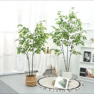 Realistic Ficus Artificial Tree with Silk Leaves for Indoor/Outdoor - Living Room Office Lobby & Bedroom Decor