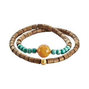 POTALA PALACE | Sandalwood Agarwood Amber Turquoise Buddhist Prayer Beads Necklace