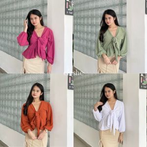 Becca Top Baju Blouse Wanita Atasan Lengan Panjang Uragiri Anti Lecek Korean Style Kekinian Terbaru Ootd by Clashe