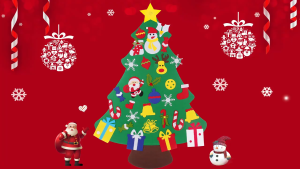 DIY Felt Christmas Tree Wall Hanging Artificial Xmas Tree with Santa Claus Snowflakes Ornament Decor