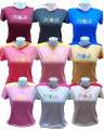PLAIN COMBINATION BLOUZE SHIRT WITH BRAND PRINT FOR WOMEN WHOLESALE BUNDLE OF 6 OR 12 PCS PER ORDER. 