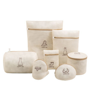 Túi giặt đồ máy giặt chất liệu polyester khóa kéo chắc chắn cho áo khoác váy áo phông vớ đồ lót quần dài