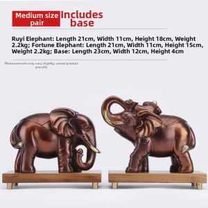 Brass Fortune Attraction Chinese Elephant Mount Figure