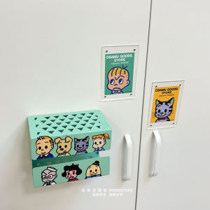 ชั้นวางของแม่เหล็กโลหะเกลือสไตล์ญี่ปุ่น ติดตั้งบนเครื่องปรับอากาศ ติดประตูตู้เย็น อุปกรณ์ตกแต่งบ้าน สีชมพูเขียว