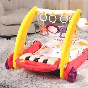 2 in 1 baby piano gymnastic rack baby walker Music playmat for infant newborn gift Activity gym mat. Gift set full month