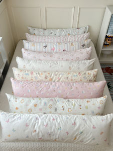 Comfortable Pure Cotton Long Pillow Cute Cartoon Refreshing Bedside Sofa Pillow Detachable Backrest Home Decorative Cushion