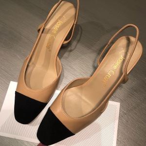 รองเท้าแตะส้นสูงหนังแท้สำหรับผู้หญิง ทรงหัวมน ดีไซน์เรียบง่าย สไตล์ยุโรป รองเท้าแตะแบบมีสายรัดข้างสองข้าง