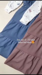 Gamis anak perempuan terkini bahan knit usia 3-12 tahun