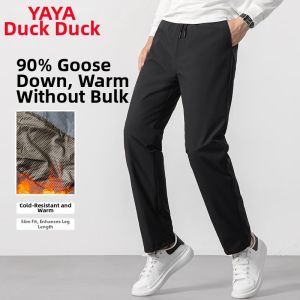 Warm Men Straight Leg Down Pants Long