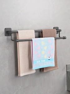 Punch-Free Towel Holder Bar Bathroom Storage Rack Organizer Wall-Mounted Shelf Hanger Multilayer