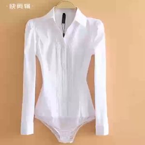 [ชุดบอดี้สูทหรูหราสำหรับผู้หญิง] เสื้อเชิ้ตสีขาวแขนยาวแฟชั่น Bodycon เสื้อเบลาส์เสื้อผ้าผู้หญิงเสื้อทำงานสาวออฟฟิศปี2023
