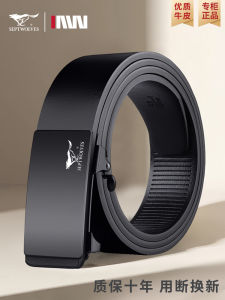 Septwolves Genuine Leather Belt Mens Automatic Buckle Waist Belt Calfskin Mens Pants Belt Business Style Youth to Elderly