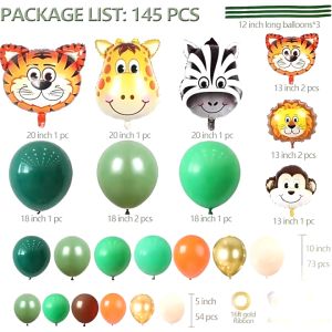 Bộ dây kết bong bóng 145 chi tiết nhôm hình thú trang trí sinh nhật bé mẫu giáo trường học chủ đề tiệc khai giảng lễ