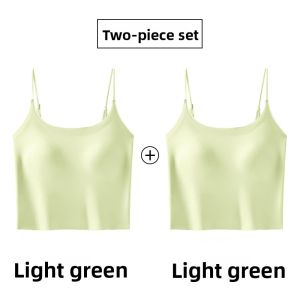 Miiow | MiiOW Womens U-Shape Seamless Backless Tank Top Bra Set With Chest Pad Cool Feeling White Belly-Baring Top Strap Vest