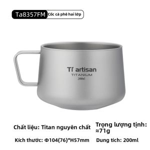 Tiartisan | Cốc Cà Phê Titanium Sạch Đôi Tường Cách Nhiệt Dùng Ngoài Trời
