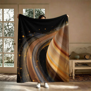 BILIBILI | Golden Saturn Cosmos Flannel Blanket Perfect for Sofa Office Bed Travel Sleep Read Relax Camping Four Season Use