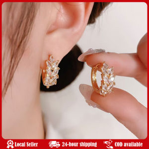 Exquisite Geometry Minimalism Wheat Ear Shape Crystal Womens Earrings Fashion Luxury Metal Earrings Rings Jewelry Accessories Classic design inlay diamond leaf earrings for women new in fashion hoop earring simple and high-end banquet jewelry gifts