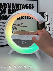 4 in1Wireless Speaker LED Atmosphere Light RGB Bluetooth Speaker Table Lamp Charger for Mobile Phone With AP Alarm Clock FM Radio Music TF 20w Atmosphere For Smart Home Decor Night Light