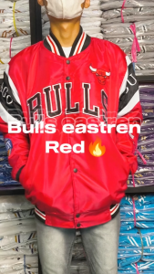 HAPPY Chicago Bulls Varsity Jaket Bomber Eastern Red Full Bordir Pria Wanita