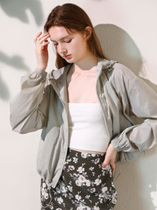 Miccbeirn | Cooling UPF50+ UV Protection Short Hooded Grey Jacket Summer Sunscreen Clothing Long Sleeve Nylon Workwear For Small Stature