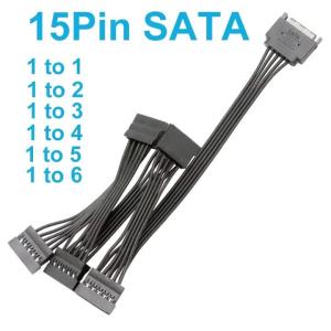 15Pin Hard Drive Power Cable 1 Male To 3/4/5/6 Female Splitter Adapter SATA Power Hard Disk Extension for DIY PC Sever