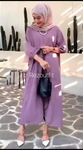 Daster Crinkle Polos Lengan 7/8 Kerut Busui Ld 120 Resleting