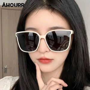 แว่นตาแฟชั่นเกาหลี แว่นตากันแดด แว่นทรงสี่เหลี่ยมใหญ่ สไตล์เกาหลี ผู้ชายและผู้หญิง ผ่านสี แว่นทรง ประการดำเนินชีวิต