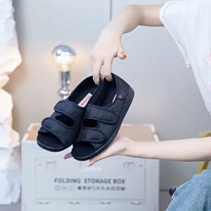 Women Diabetes Sandals Middle And Old People Widen Adjustable Sandal Feet Swelling Wide Fat Thumb Deformation Diabetes Widen Cloth Shoes Comfortable shoes YCLIHAO