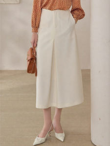 Roey s house | Business Style Mid-waist Slit A-line Midi Skirt