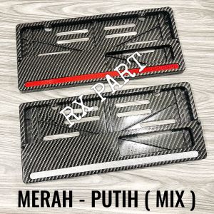 Rumah plat nomor / cover nopol carbon karbon dengan lis MERAH PUTIH nyala untuk semua motor Barang sesuai yang ada di foto