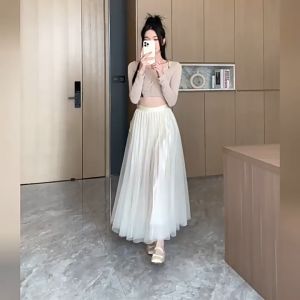 Rok Tutu Panjang Korean Style Wanita Maxi Skirt Tutu Korean Bahan Melar Cewek Bigsize Panjang 80cm