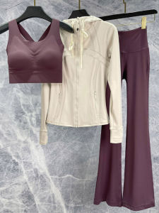 ชุดโยคะสำหรับผู้หญิง ชุดโยคะ Pilates 3 ชิ้น แห้งเร็ว แฟชั่นฤดูใบไม้ร่วง/ฤดูหนาว ชุดออกกำลังกายระดับไฮเอนด์