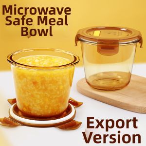 Amber Glass Sealed Soup Bowl Microwaveable
