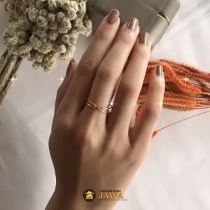 Cincin Emas Cross Sabrina Korean Style Kadar 10K Toko Mas Jawa