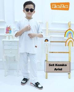 Faza Setelan Koko Putih Anak Laki Laki Set Baju Muslim Hitam Anak Cowok Set Kemko Ariel