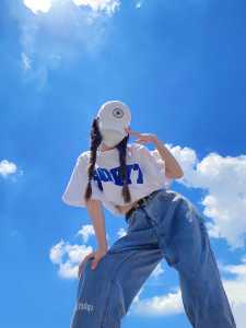 Summer Casual Loose Womens Short Sleeve T-Shirt Half Sleeve Printed Creative Korean Style Cotton Comfortable Fashion Top