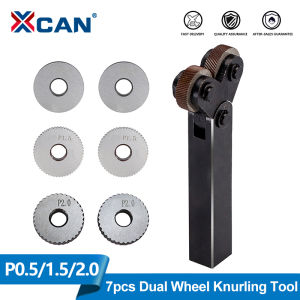 XCAN 1 Set Knurling Tool 0.5/1.0/2.0mm Diagonal Dual Wheel Linear Knurl Set Steel Lathe Cutter Wheel Knurling Tool Holder Hob