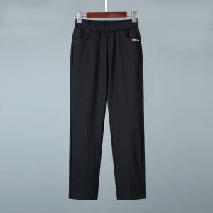 ยืดได้ สูง เอว ขาตรง ผ้าฝ้าย กางเกง หลวม ใส่สบาย ลำลอง กางเกงขายาว สําหรับผู้หญิงวัยกลางคน ฤดูใบไม้ผลิ ฤดูใบไม้ร่วง แจ๊กเก็ต