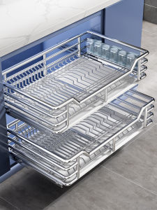 Pull-out Drawer 304 Stainless Steel Double Layer Storage Basket