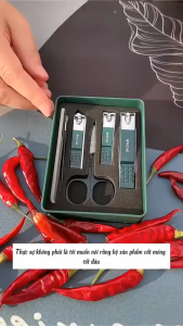 Set Bấm Móng Tay 6 Món Màu Xanh Sang – Kềm Cắt Móng Dũa Kéo Inox – Hộp Manicure Gọn Nhẹ