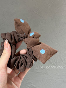 Korean Style Blue Polka Dot Butterfly Deer Skin Velvet Hair Ties And Hair Bands Series Model Adult Fashion Hair Accessories