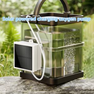 Solar powered charging oxygen pump aquarium fish water pump fishing oxygen supply，Solar powered charging oxygen pump aquarium