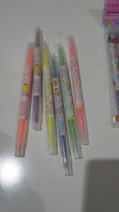 HIGHLIGHTER & STABILO / SPIDOL 2 SISI - DENGAN 6 WARNA (SANRIO KELINCI PANDA)