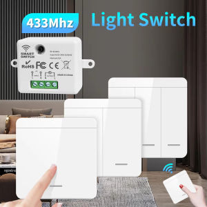 Wireless Switch RF433 Module Remote Control Light Switch 1/2/3 Gang Wall Switch for Light Bulb Chandelier 10A 110V 220V