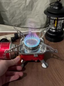 Camping Stove Windproof Butane Portable Lightweight Foldable Piezo Ignition Stable for Outdoor Hiking Backpacking Picnic