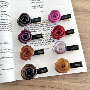 French Style Rose Flower Hair Clip Small Duckbill Side Hair Accessory Elegant Hairpin for Bangs And Frizz Fresh Outlined