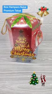 Box PREMIUM Segienam Natal dan Tahun Baru Warna Merah - Hampers Christmas uk d15cm x t23cm Bahan Tebal
