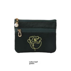 Coin Purse Womens Thin Mini Small Stylish and Portable Japanese Style Key Coin Card Holder Zipper Fabric Small Wallet